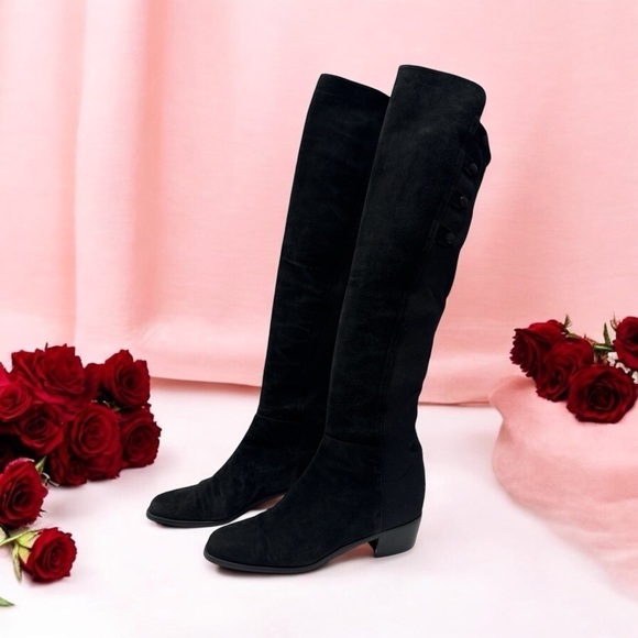 Stuart Weitzman Quebecland Knee High Black Suede Pull Stretch Boot size 7 M - Picture 5 of 14